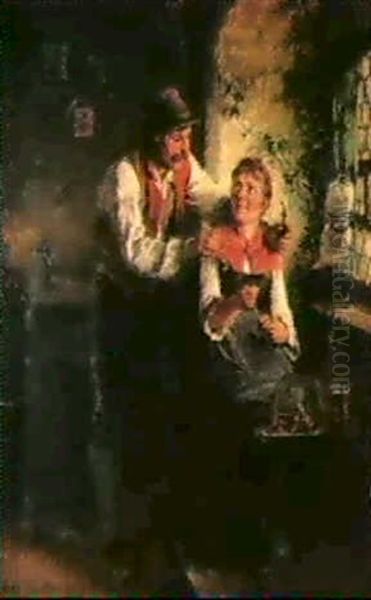 Bursch Und Madel Am Fenster Oil Painting by Hugo Kauffmann