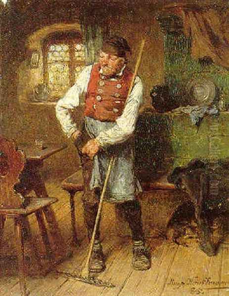 Bauer In Seiner Stube Oil Painting by Hugo Kauffmann