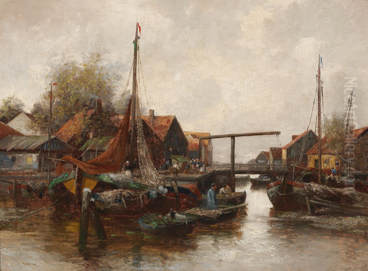 In The Harbour Oil Painting by Adolf Kaufmann