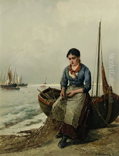Franzosisches Fischermadchen Oil Painting by Adolf Kaufmann
