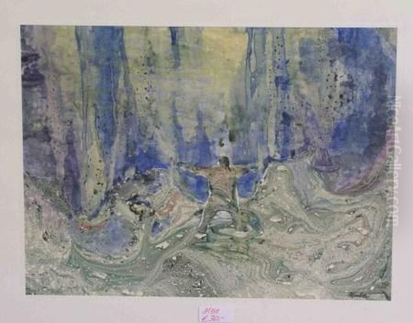 Schwimmer Oil Painting by Karl Konrad Friedr. Bauer