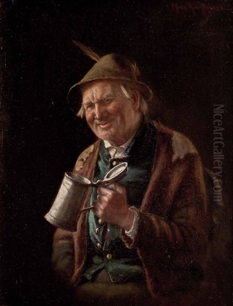 Biertrinker Oil Painting by Max Kaufmann