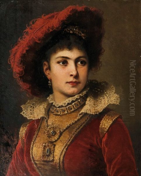 Portrait Of The Opera Singer Adelina Patti Oil Painting by Friedrich August von Kaulbach