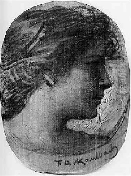 Junge Frau Im Profil Oil Painting by Friedrich August von Kaulbach