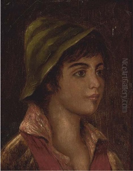 The Boy In The Hat Oil Painting by Hermann Kaulbach