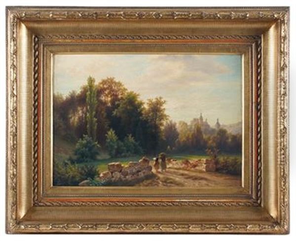 Am Heimweg Von Der Feldarbeit Oil Painting by Johann Kautsky