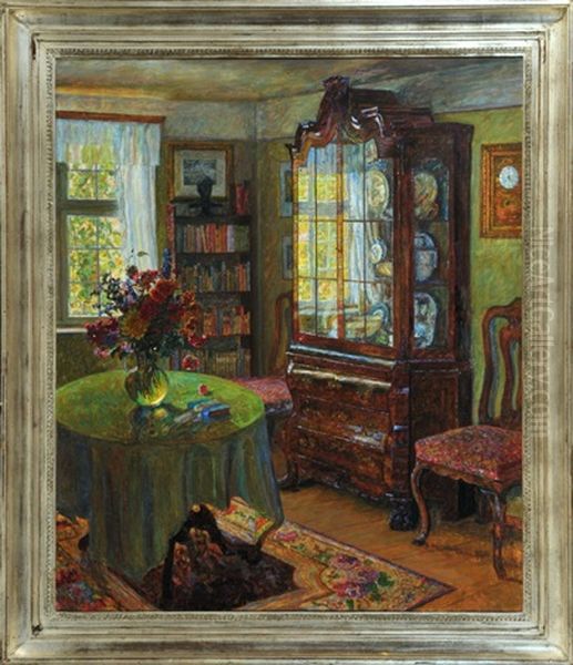 Der Glaskasten - Stubeninterieur Mit Hollandischer Vitrine Oil Painting by Paul Kauzmann
