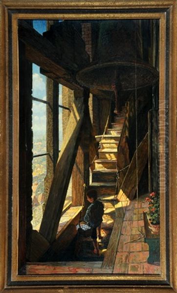 Knabe Im Glockenturm Der Frauenkirche In Munchen Oil Painting by Paul Kauzmann