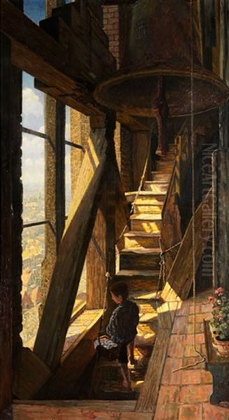 Glockenturm Mit Einem Turmerknaben Die Treppe Heraufsteigend Oil Painting by Paul Kauzmann