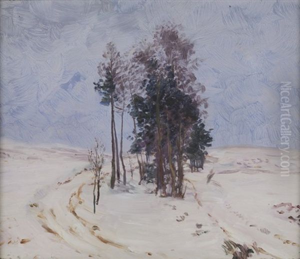 Winter Landscape Oil Painting by Frantisek Kavan