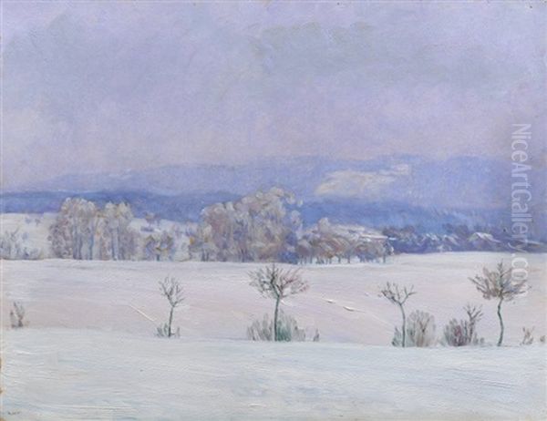 Winter Landscape Oil Painting by Frantisek Kavan