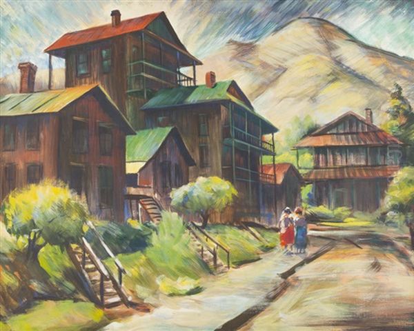 A Stroll In Jerome Oil Painting by Charles Keck