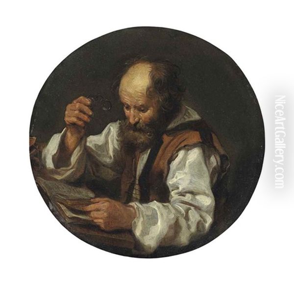 An Old Philosopher Reading Oil Painting by Bernhard Keil, Monsu Bernardo
