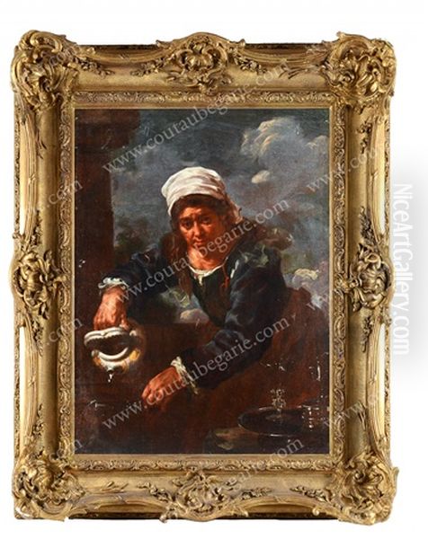 Femme A La Fontaine Ou Allegorie De L'eau Oil Painting by Bernhard Keil, Monsu Bernardo