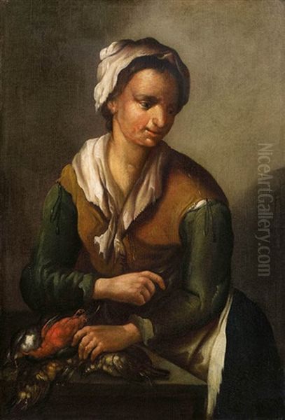 Kuchenmagd Mit Singvogeln Oil Painting by Bernhard Keil, Monsu Bernardo