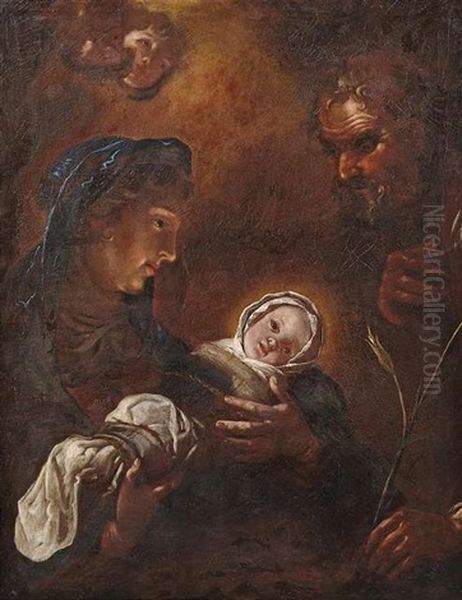 Die Heilige Familie Mit Dem Christusknaben Oil Painting by Bernhard Keil, Monsu Bernardo