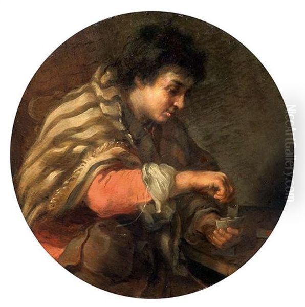 Der Kartenspieler Oil Painting by Bernhard Keil, Monsu Bernardo