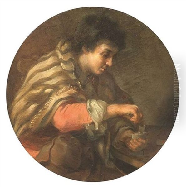 Der Kartenspieler. Allegorie Des Sehens Oil Painting by Bernhard Keil, Monsu Bernardo