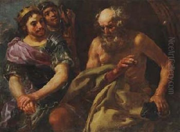 Alexander Der Grose Besucht Diogenes Oil Painting by Bernhard Keil, Monsu Bernardo