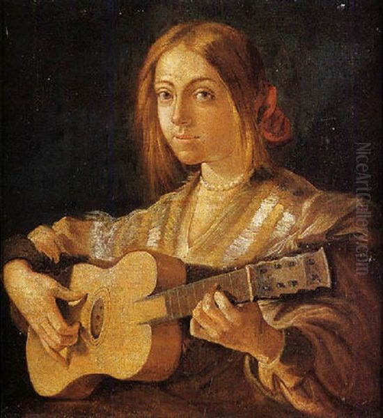 Chitarrista Oil Painting by Bernhard Keil, Monsu Bernardo