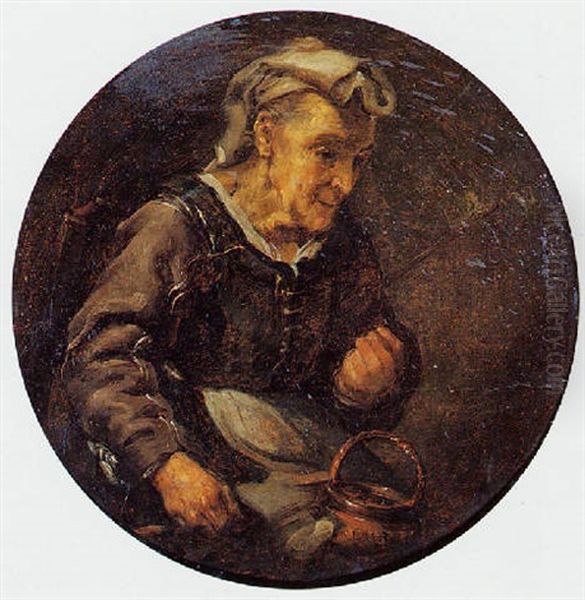 Portrait D'une Paysanne Filant La Laine Oil Painting by Bernhard Keil, Monsu Bernardo