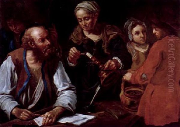 Ein Brief Wird Versiegelt Oil Painting by Bernhard Keil, Monsu Bernardo