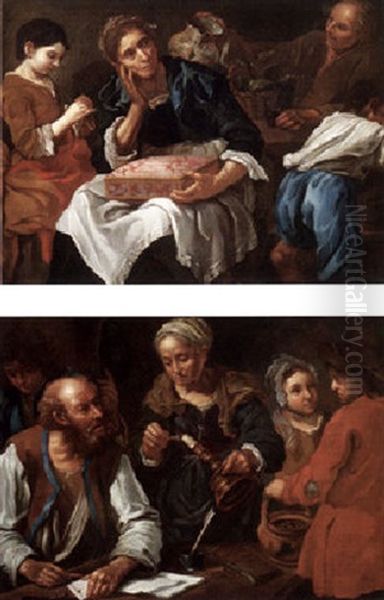 Bauerliche Szene Oil Painting by Bernhard Keil, Monsu Bernardo