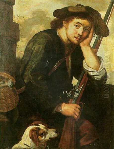 A Huntsman Resting With His Dog Oil Painting by Bernhard Keil, Monsu Bernardo