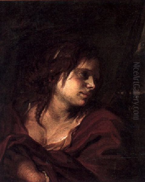 Portrait Of A Young Woman, Head And Shoulders Oil Painting by Bernhard Keil, Monsu Bernardo