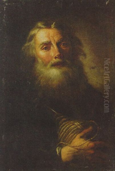 An Old Man, Holding A Flask Oil Painting by Bernhard Keil, Monsu Bernardo