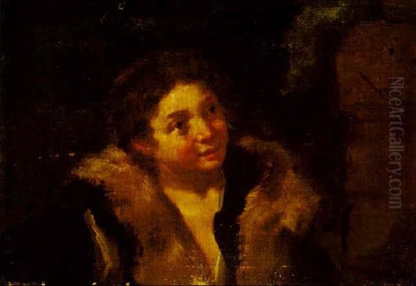 A Youth Wearing A Coat With A Fur Collar Oil Painting by Bernhard Keil, Monsu Bernardo