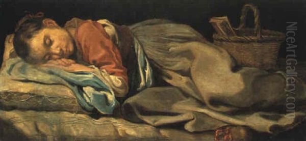 Giovane Contadina Dormiente Oil Painting by Bernhard Keil, Monsu Bernardo