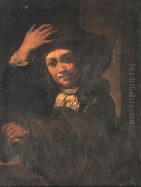 A Boy About To Doff His Hat Oil Painting by Bernhard Keil, Monsu Bernardo