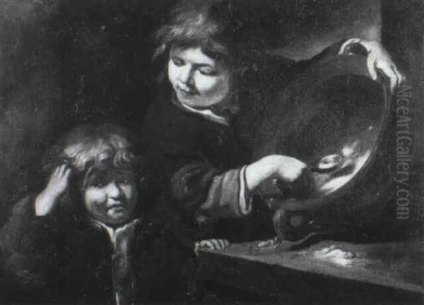 Zwei Knaben Beim Essen Oil Painting by Bernhard Keil, Monsu Bernardo