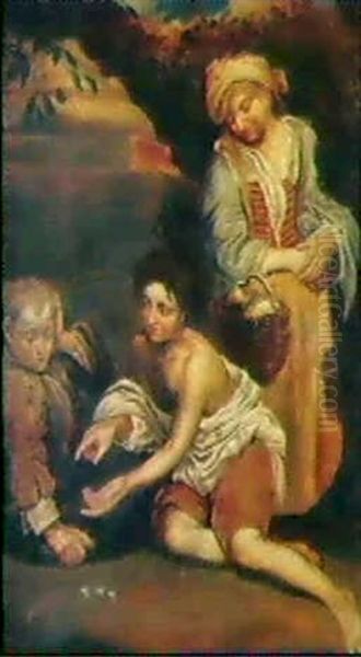 Zwei Knaben Beim Wurfelspiel Oil Painting by Bernhard Keil, Monsu Bernardo