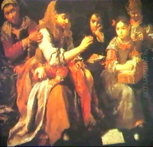 A Schoolroom Oil Painting by Bernhard Keil, Monsu Bernardo