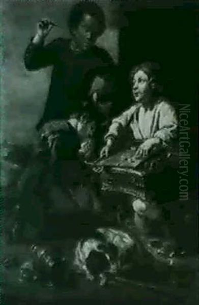 Young Boys Playing Dice Oil Painting by Bernhard Keil, Monsu Bernardo