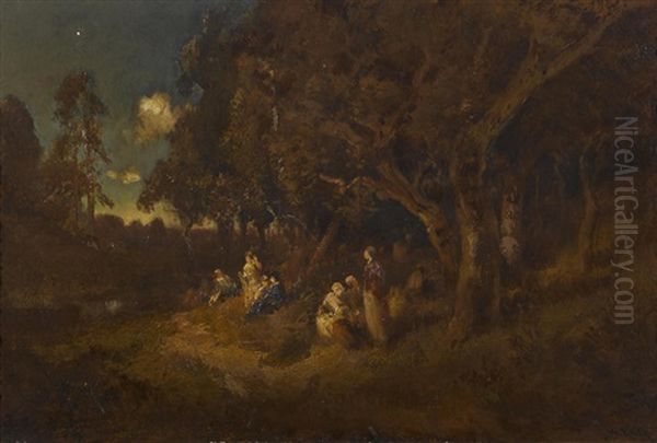 Golden Hour (california Oaks, Sunset) Oil Painting by William Keith