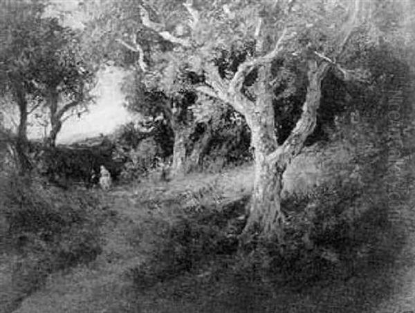 Landscape Of Oaks Oil Painting by William Keith