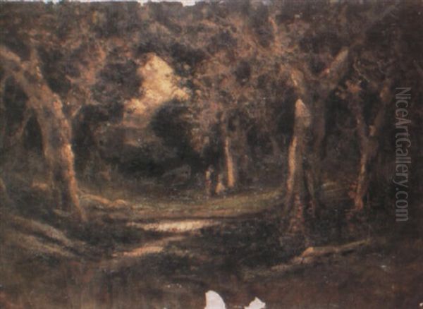 Woodland Scene Oil Painting by William Keith