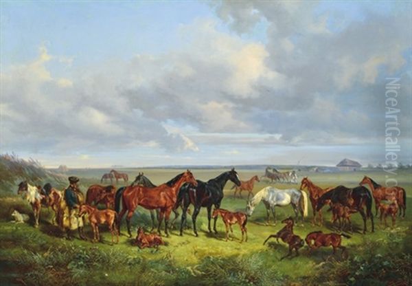 Prairie Oil Painting by Gusztav Keleti
