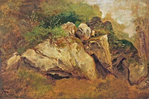 Oreg Szikla Oil Painting by Gusztav Keleti