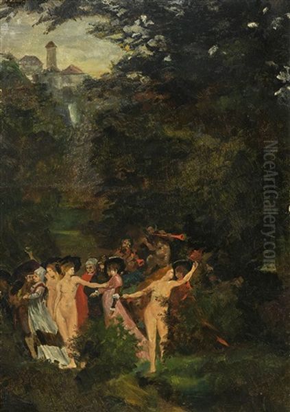 Versuchung Im Walde Oil Painting by Albert von Keller