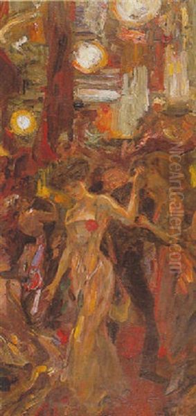 Bal Au Cafe Concert Oil Painting by Albert von Keller