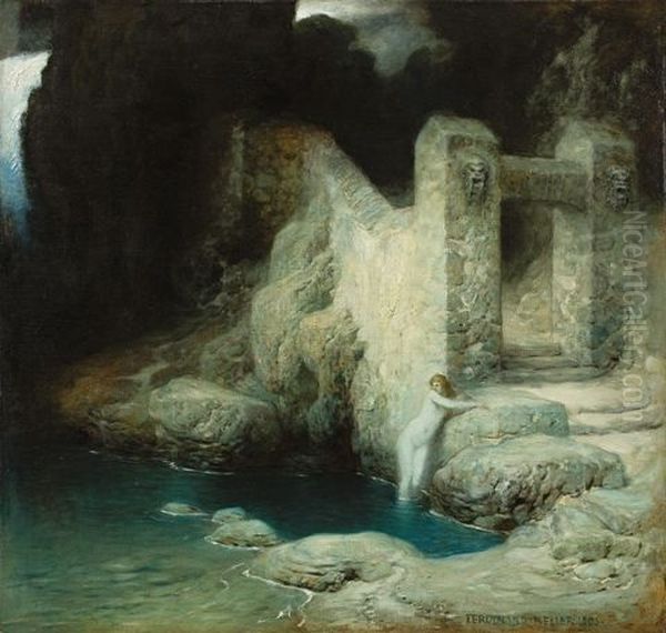 Nymph Oil Painting by Ferdinand Keller