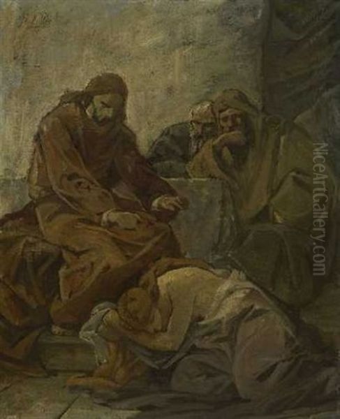 Die Begegnung Jesu Mit Der Sunderin Oil Painting by Friedrich von Keller