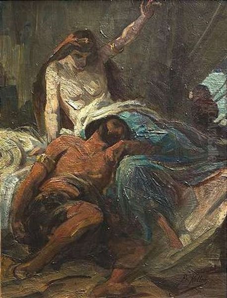 Samson Und Dalila Oil Painting by Friedrich von Keller