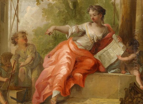 Allegori Over Arkitekturkonsten Oil Painting by Johann-Heinrich Keller