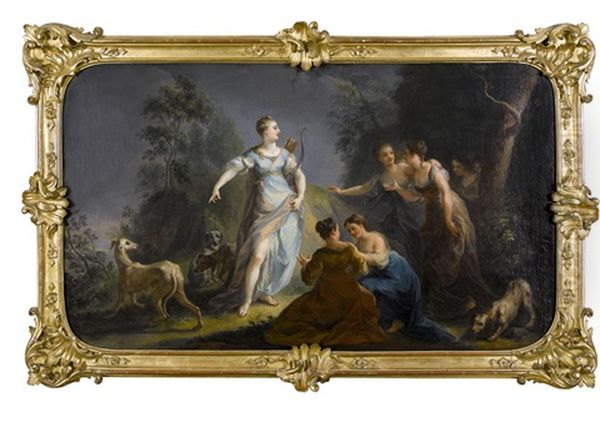 Diana Mit Gefolge Oil Painting by Johann-Heinrich Keller