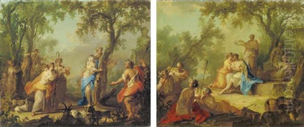 Mirtillo Playing Blindman's Buff With Amarillis Oil Painting by Johann-Heinrich Keller
